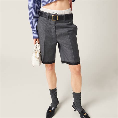 miu miu bermuda shorts|Slate Gray Grisaille Bermuda Shorts .